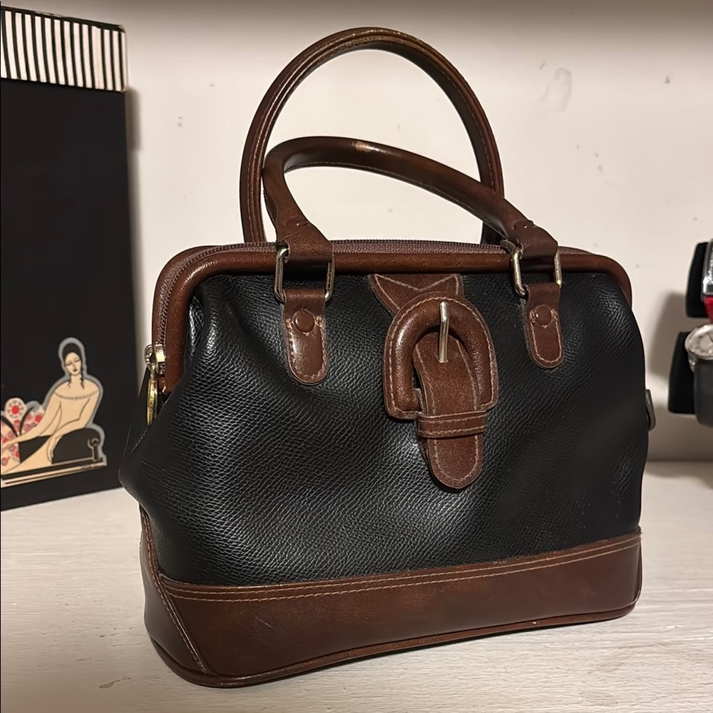 Liz Claiborne Black and Brown Handbag Purse Vintage